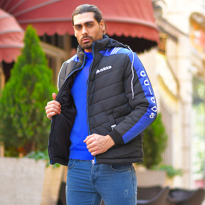 کاپشن مردانه Adidas مشکی آبی مدل Enal