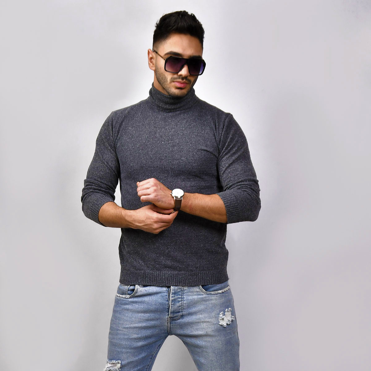 پلیور بافت یقه اسکی مردانه مدل azad