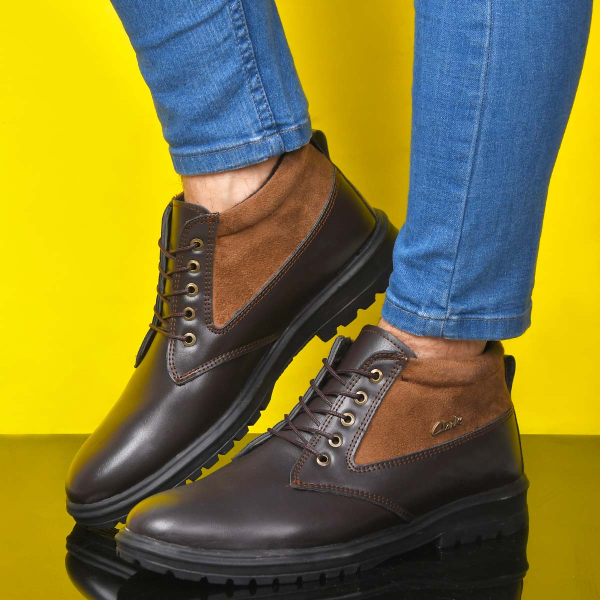 کفش ساقدار مردانه قهوه ای تیره مدل Bonshad