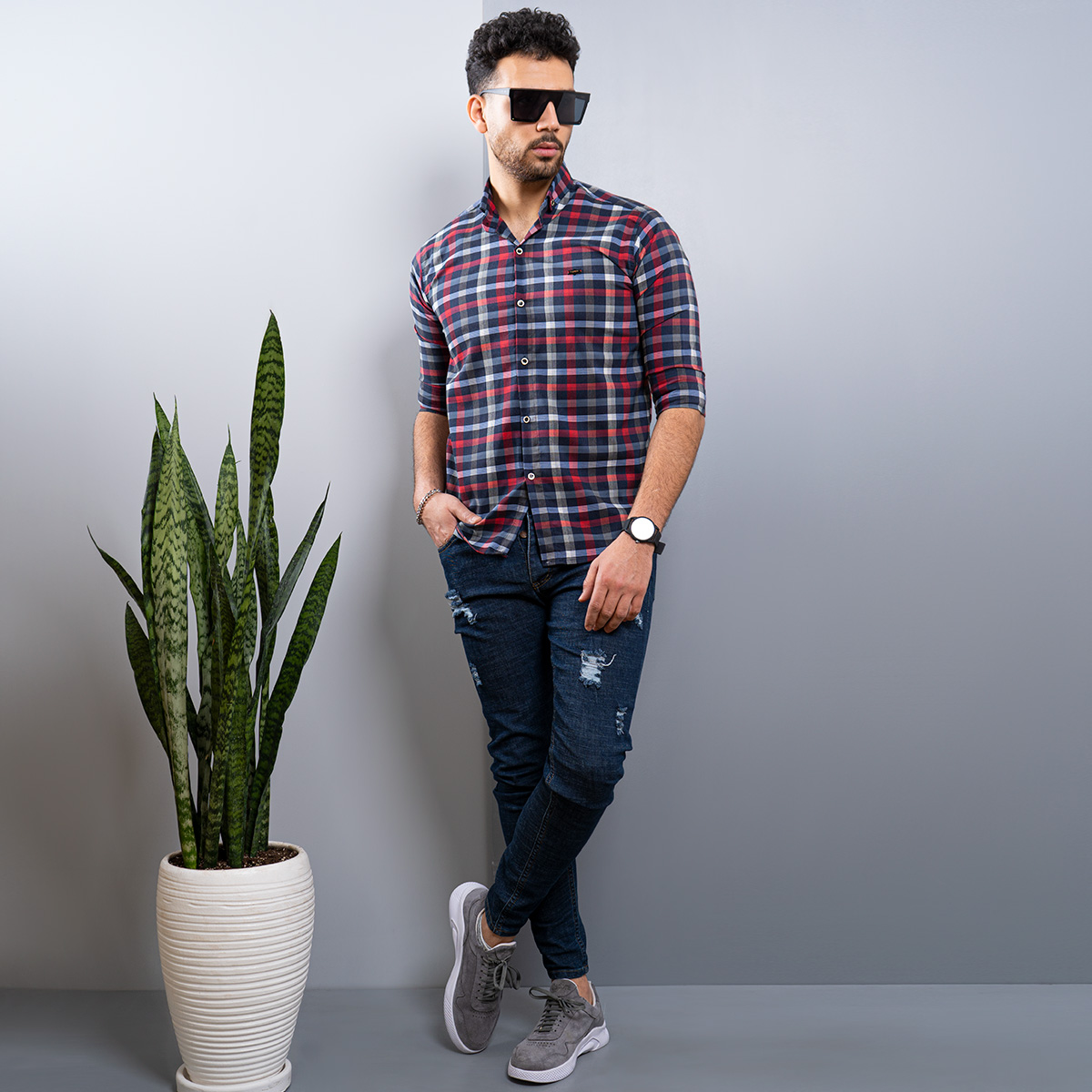 پيراهن مردانه چهار خونه مدل ADIR