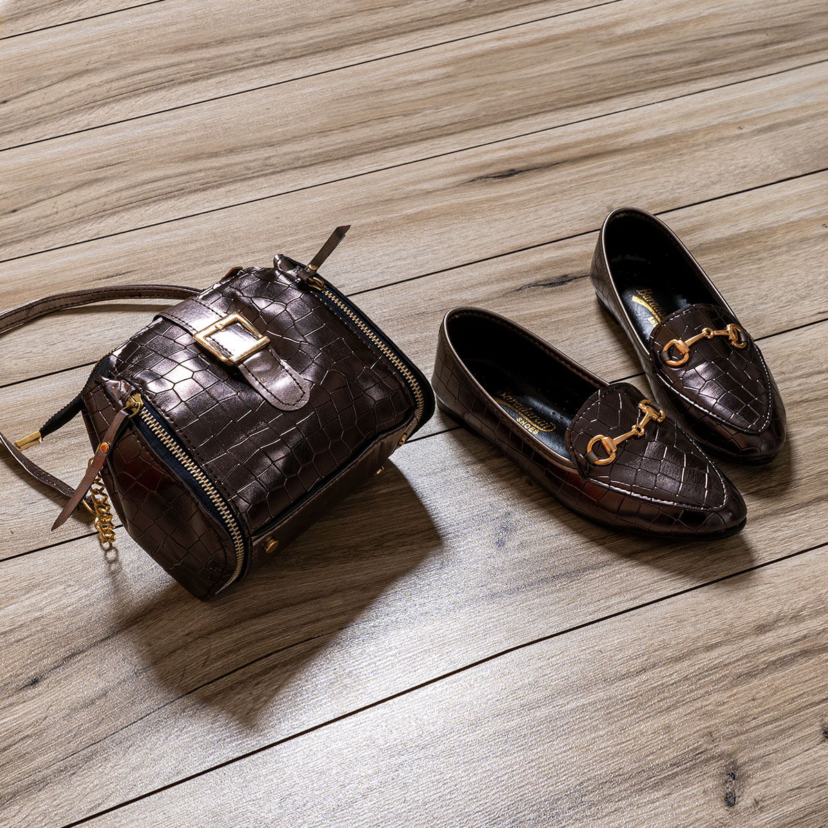 ست كيف و كفش دخترانه رنگ دودي مدلSaylor