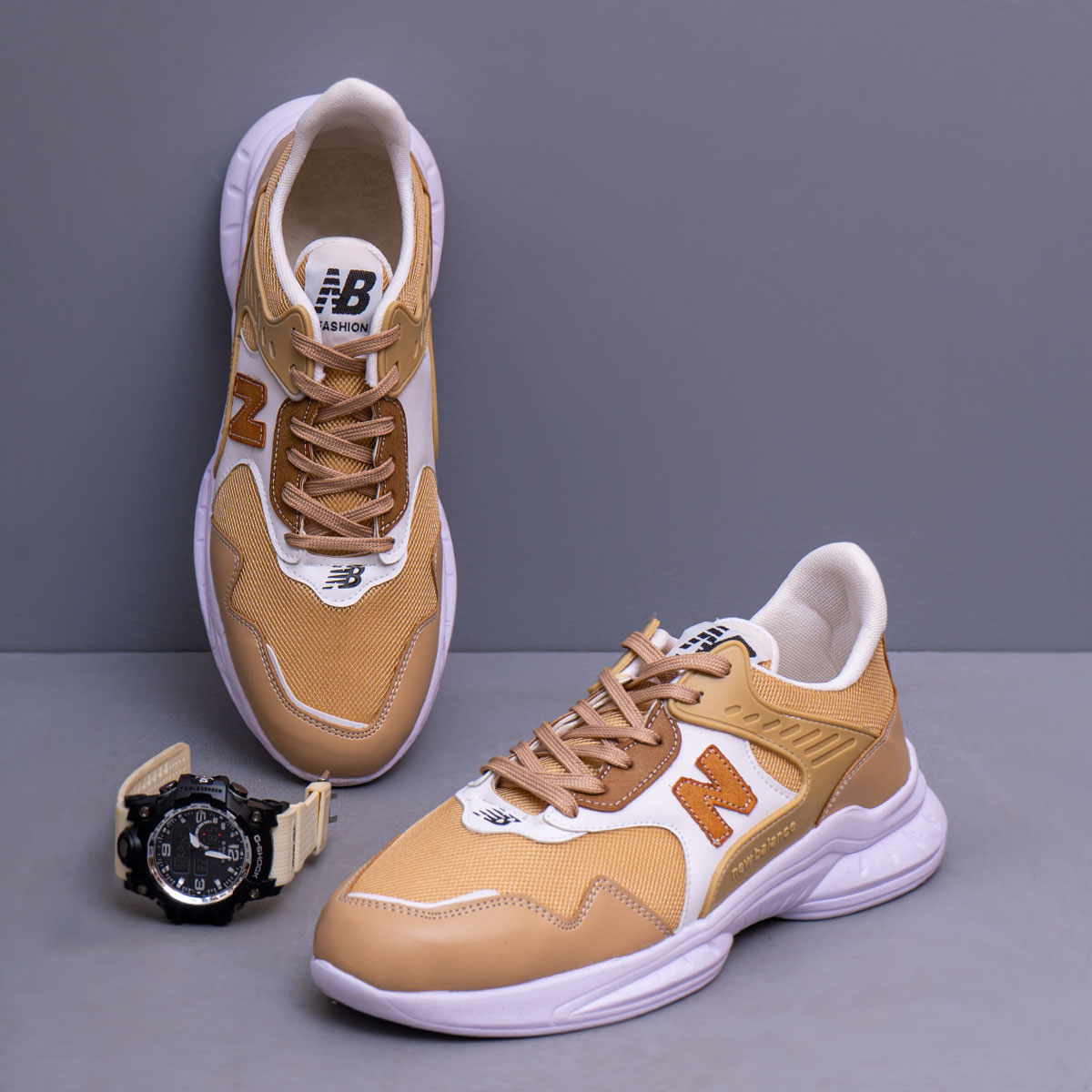 کفش ورزشی مردانه کرمی مدل Nadin