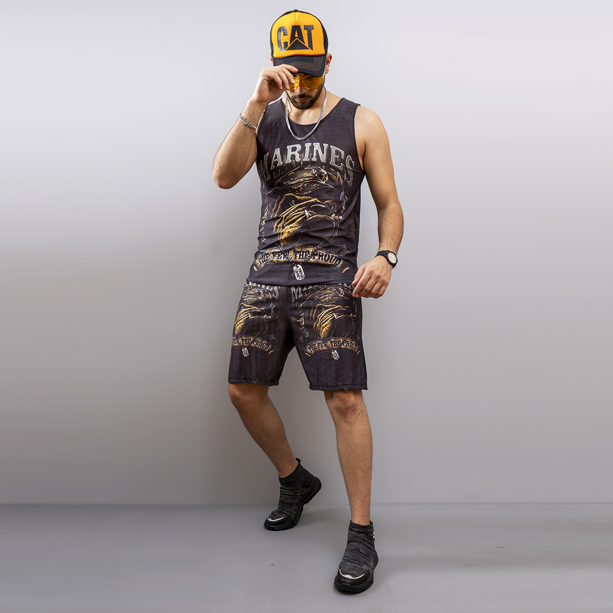 ست ركابي شلوارك مردانه مدل  marines