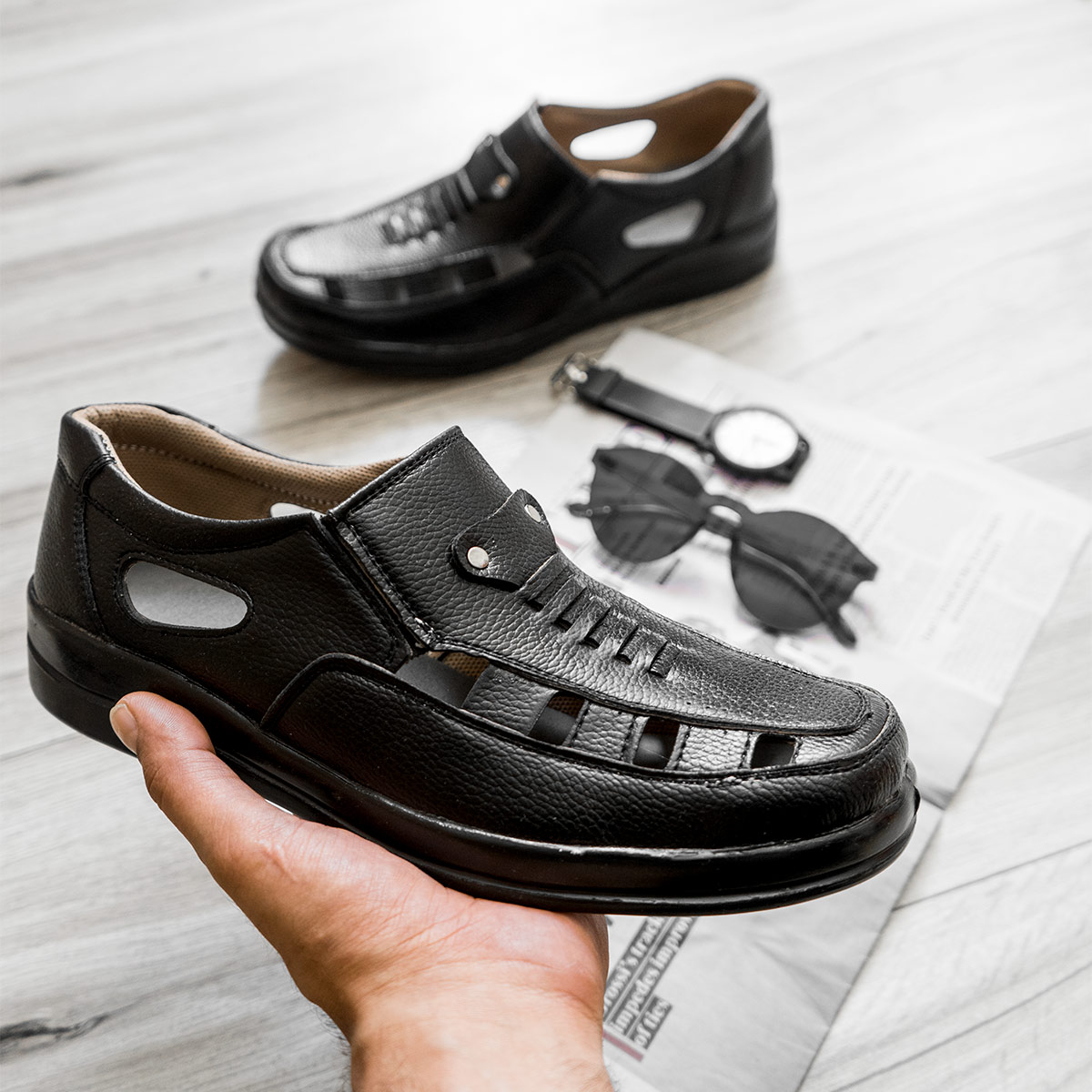 کفش تابستانه مشکی مردانه مدل Ropert