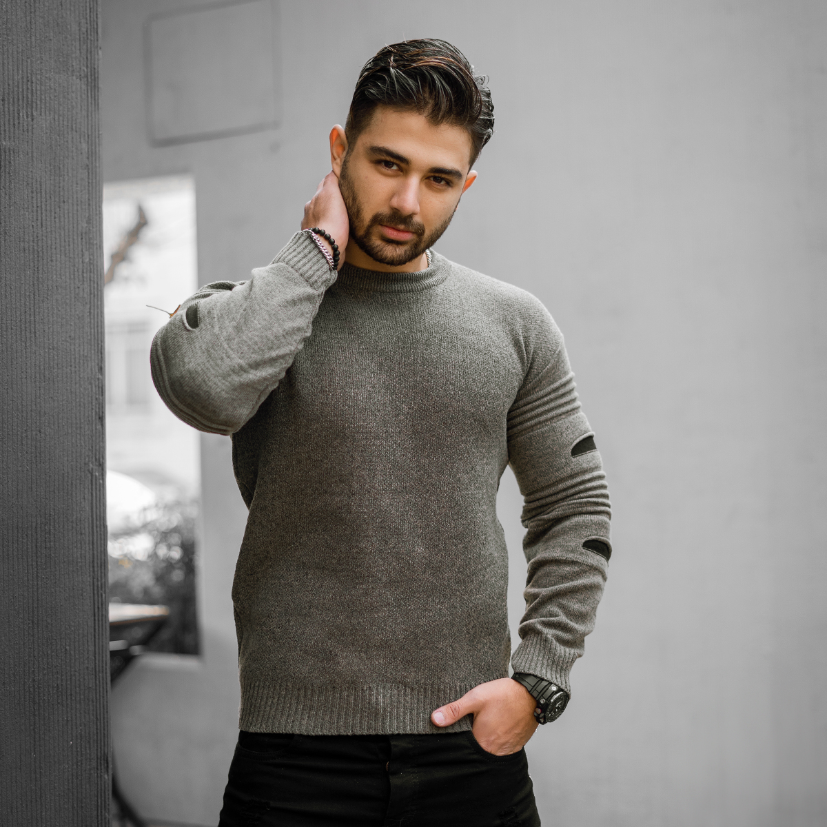 پلیور زاپ دار مردانه خاکی مدل solan