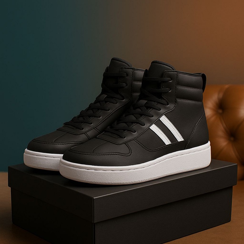 نیم بوت مردانه مشکی خطی سفید مدلMiler