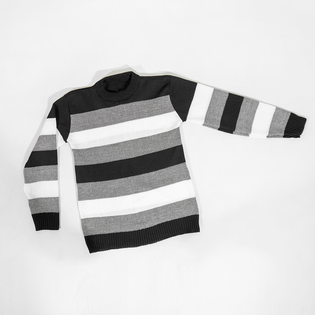 پلیور مردانه راه راه مشکی سفید مدل David