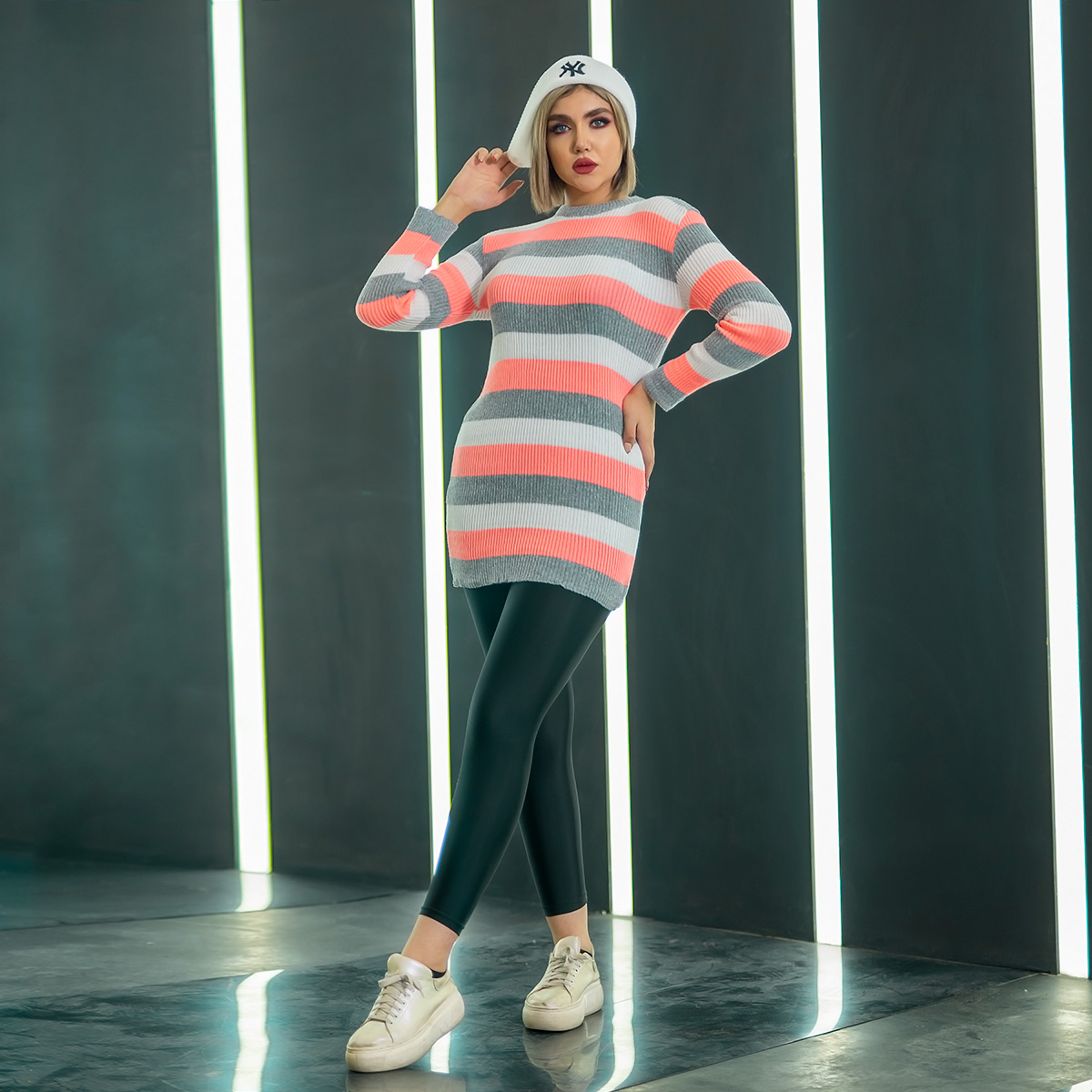 زیرسارافونی بافت دخترانه مدل sahel رنگ طوسی صورتی