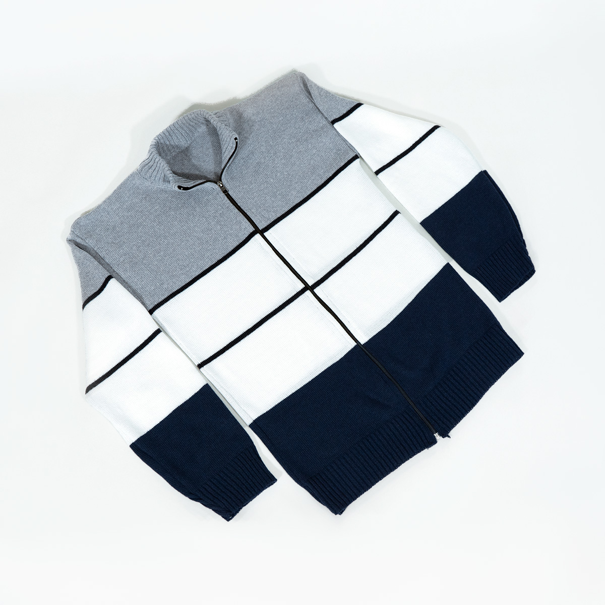 سویشرت بافت زیپ دار مردانه سه رنگ مدل ABED