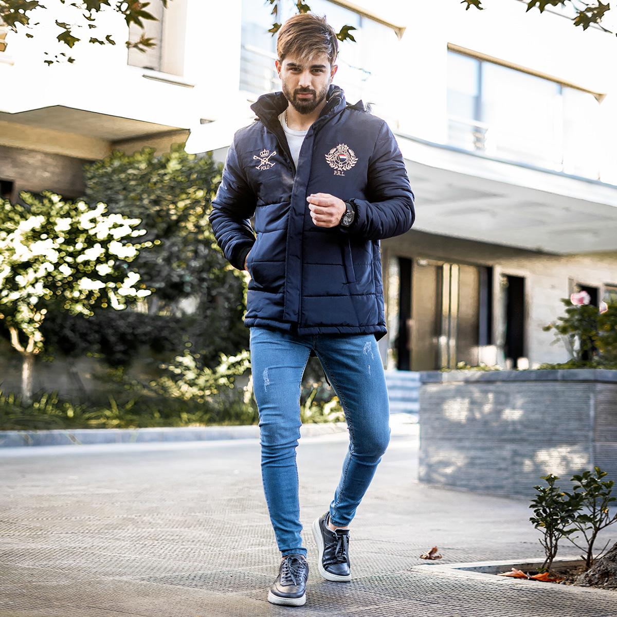 کاپشن مردانه سرمه ای مدل PRL