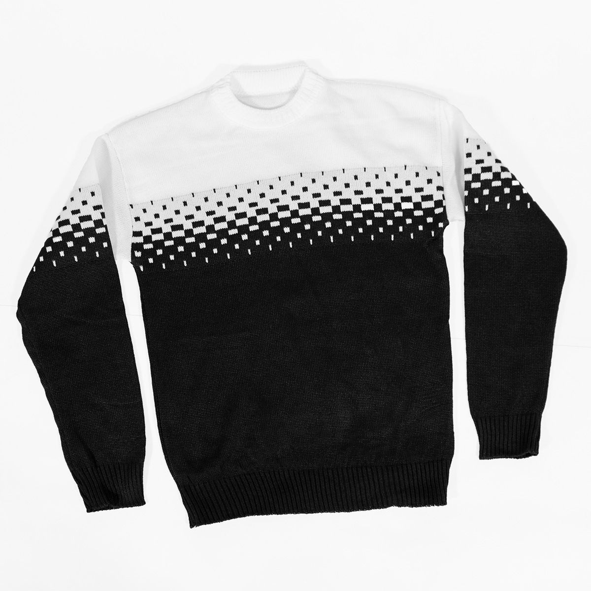 پلیور مردانه دو رنگ سفید مشکی مدلShatel