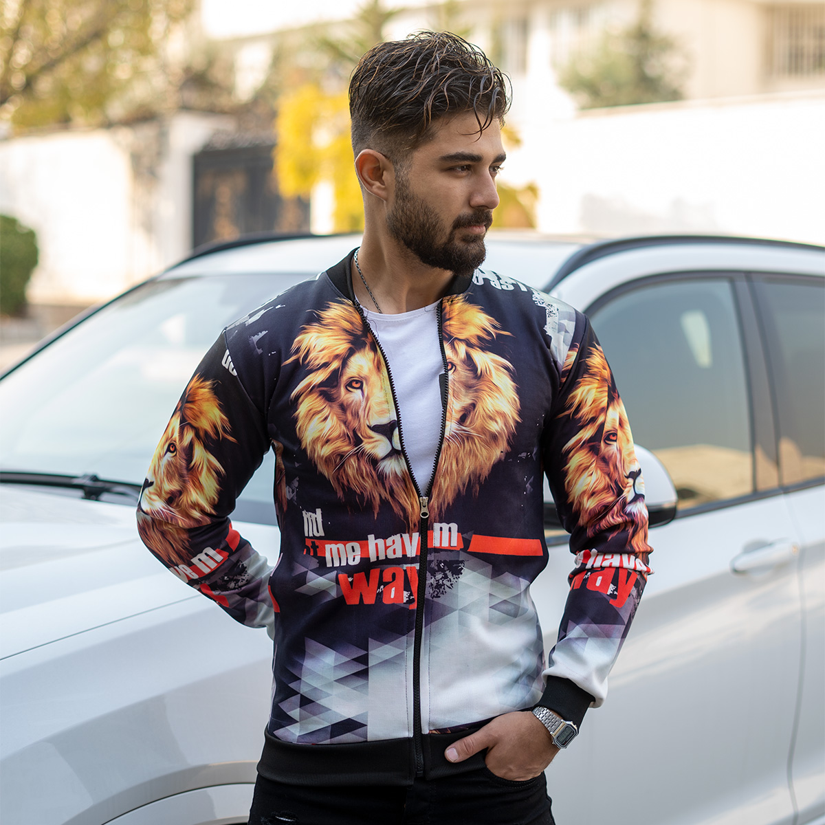 سوییشرت مردانه طرح شیر مدل Way