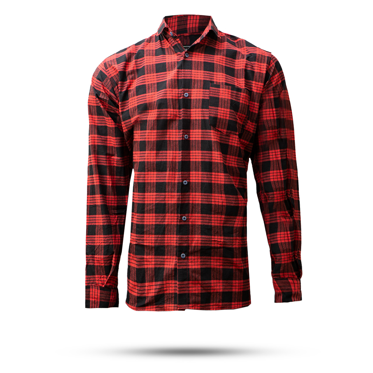 پیراهن چهارخونه مردانه مشکی قرمز مدل amir