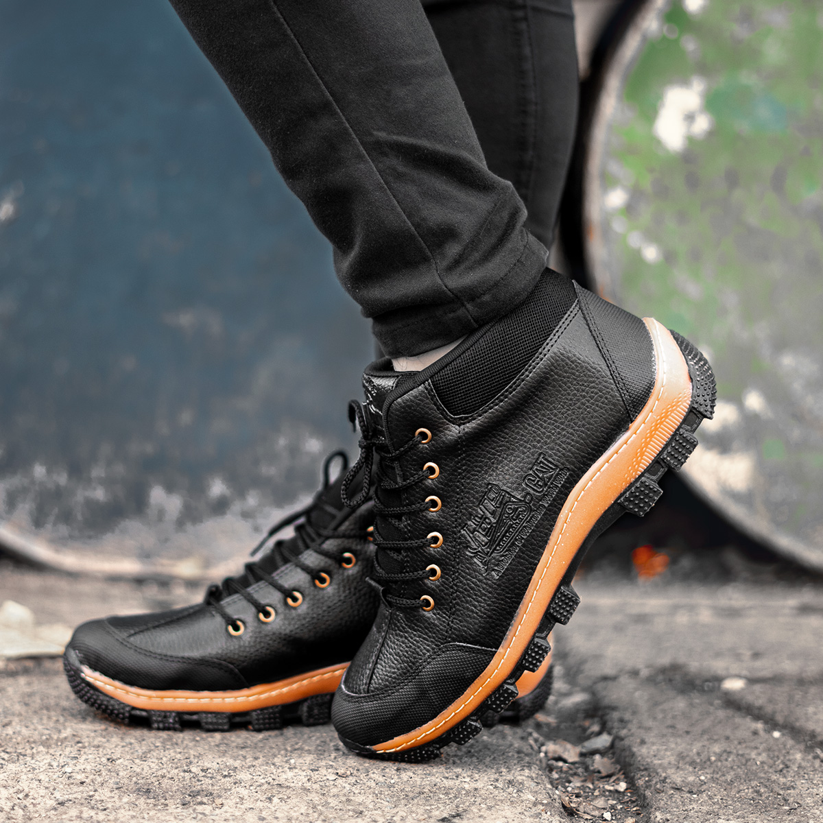 کفش ساقدار مردانه Catمشکی مدل hano