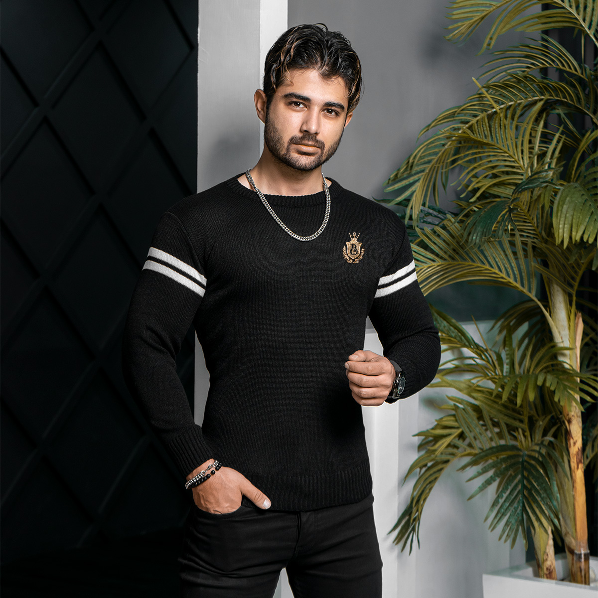 پلیور مردانه مشکی مدل Akar