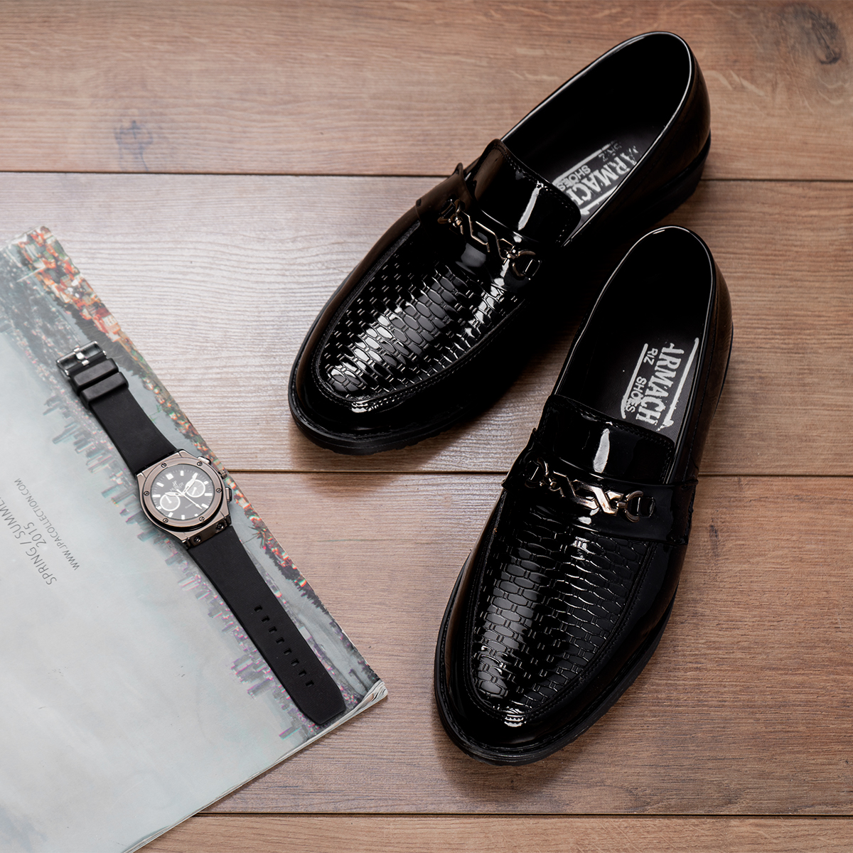 کفش رسمی ورنی سگک دار مردانه مدلGucci