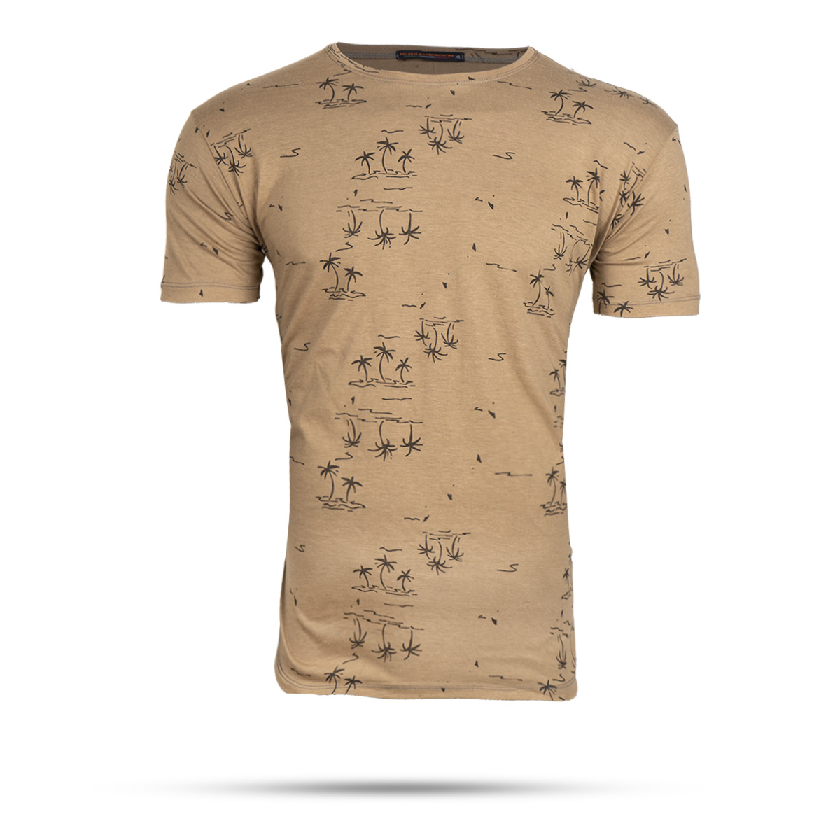 تیشرت هاوایی کرم مردانه مدل E99