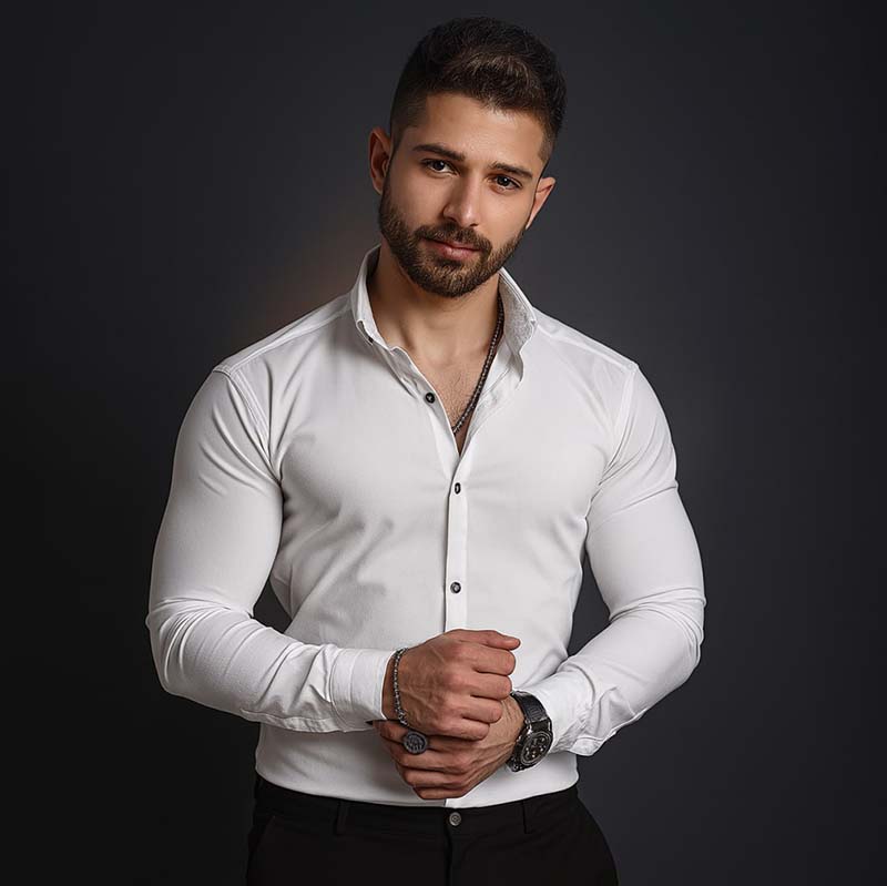 پیراهن مردانه سفید مدل VQ