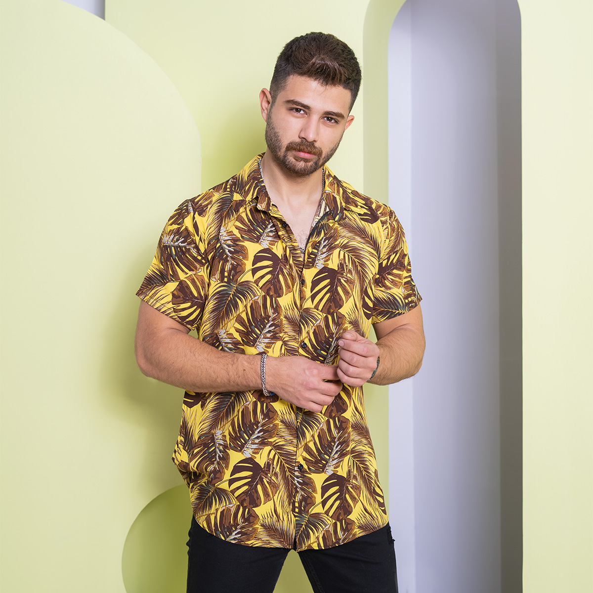 پیراهن هاوایی مردانه مدل Elaro