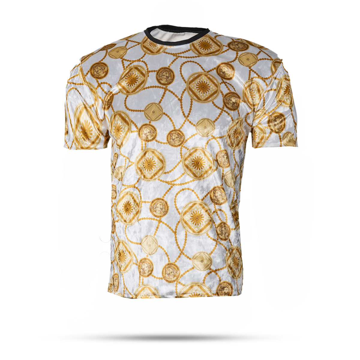 تیشرت مخمل سفید طلایی مردانه مدل golden