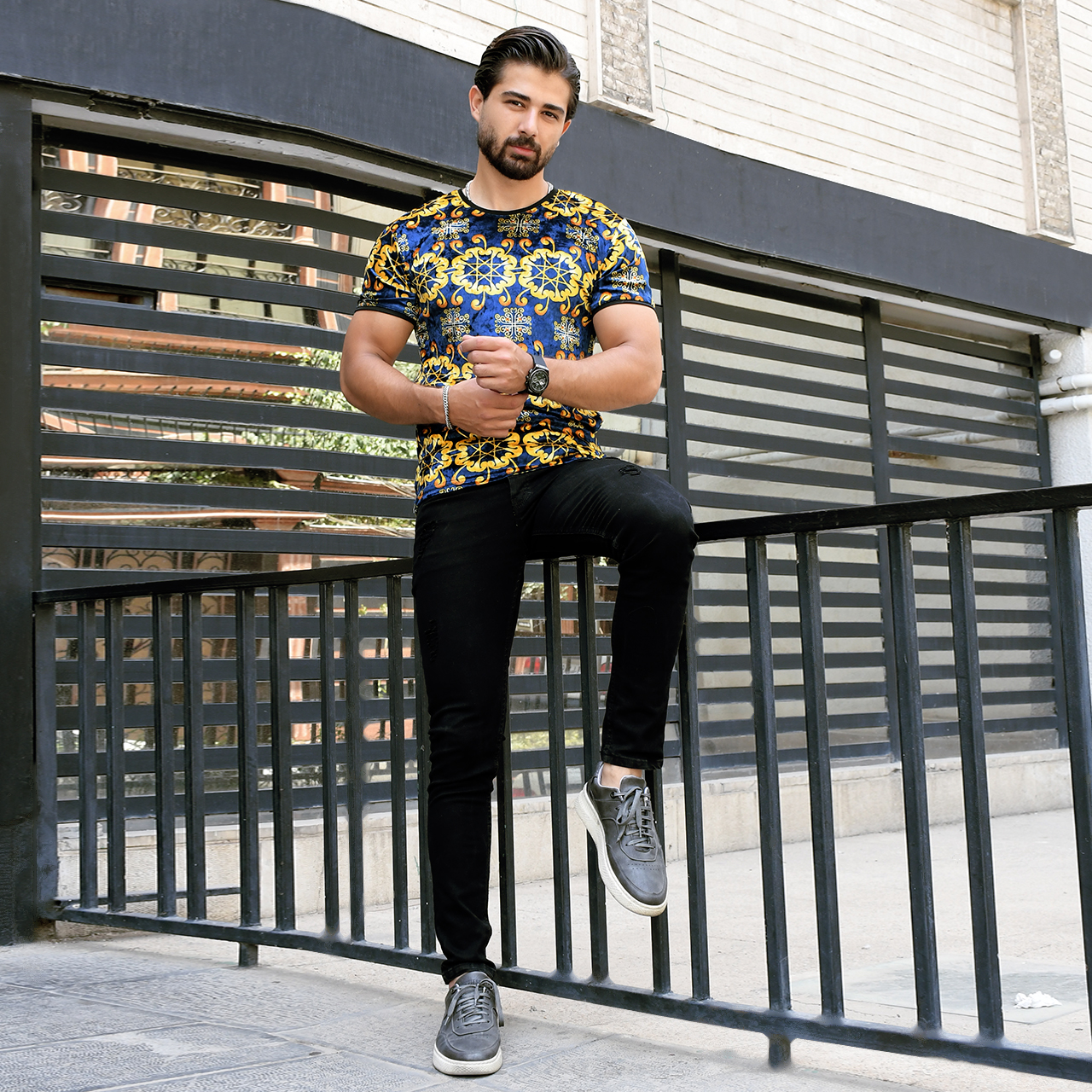 تیشرت مخمل مردانه مدل Sun