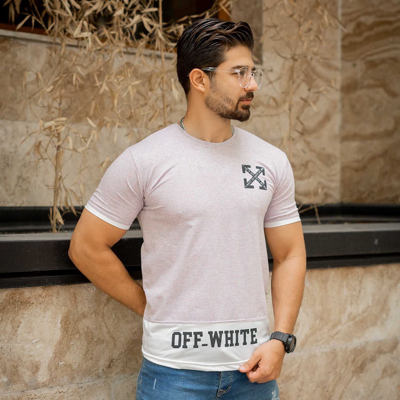 تیشرت Off-White مردانه بنفش مدل Clold