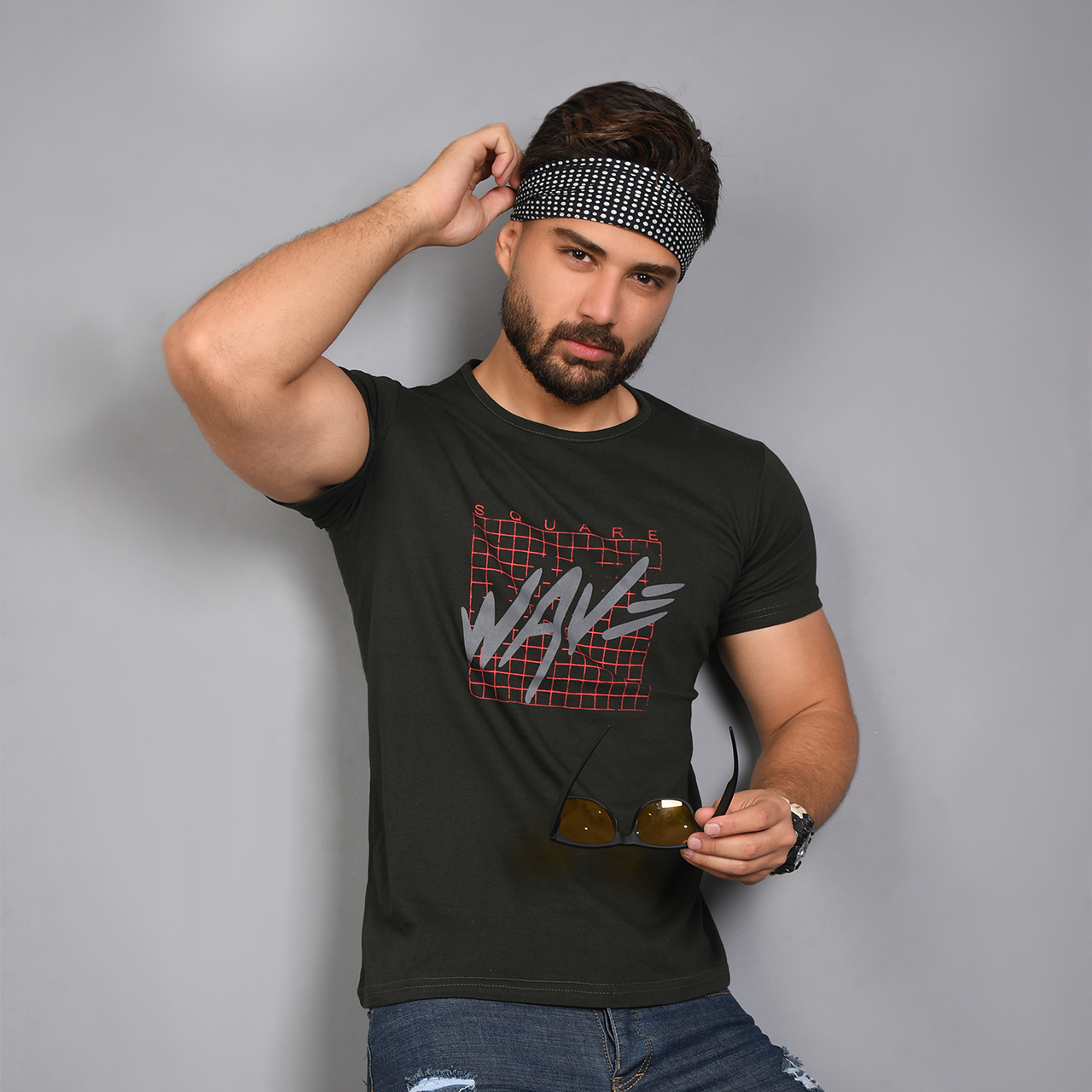 تیشرت مردانه سبز (T) مدل Wav