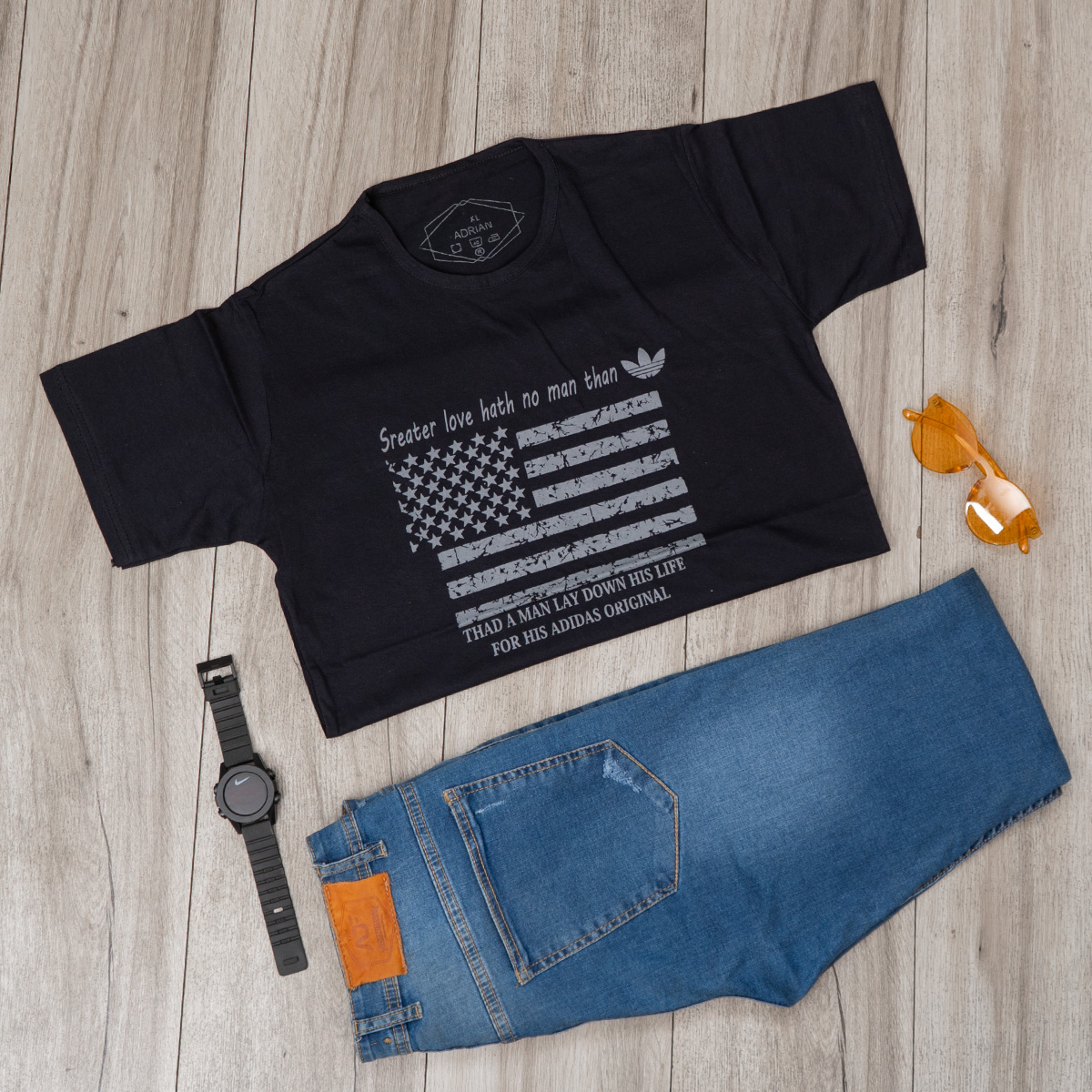 تیشرت مردانه سرمه ای(T) مدل Amrika