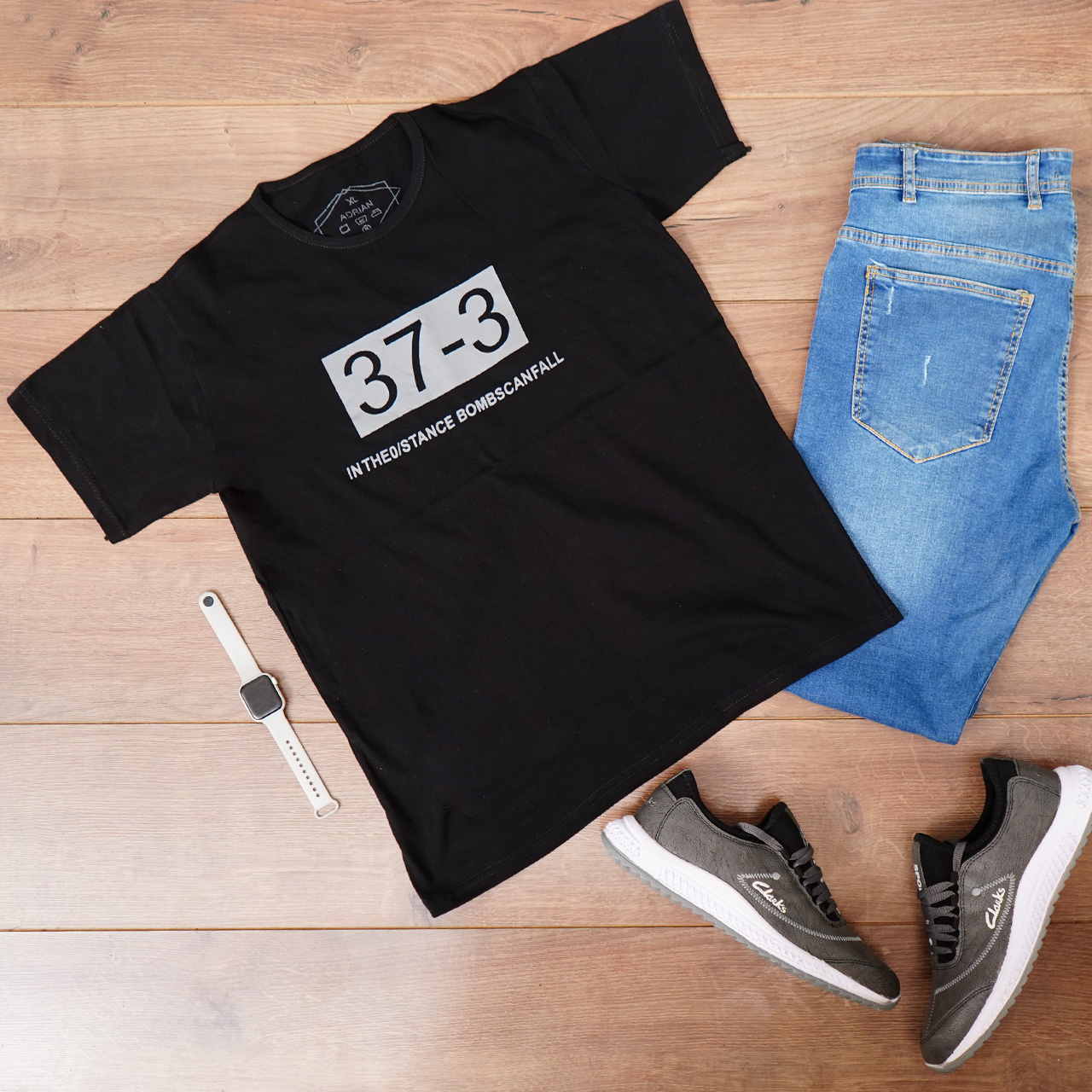 تیشرت مردانه مشکی(T) مدل 373