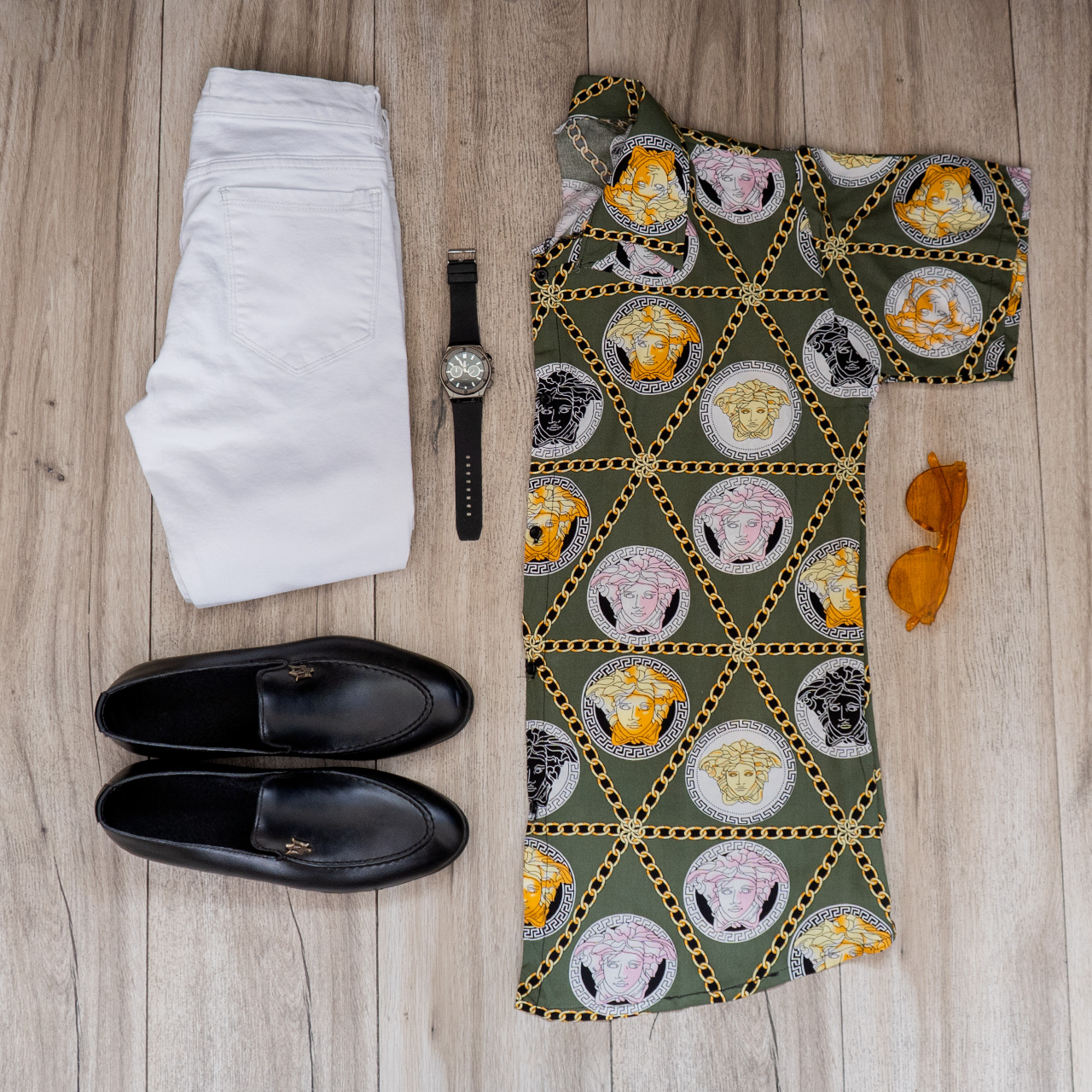 پیراهن هاوایی مردانه ورساچه سبز مدل p8