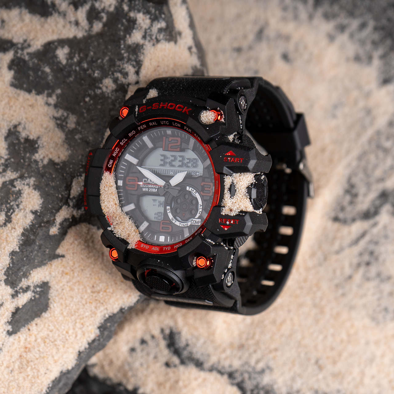 ساعت جی شاک مشکی قرمز مدل sp750