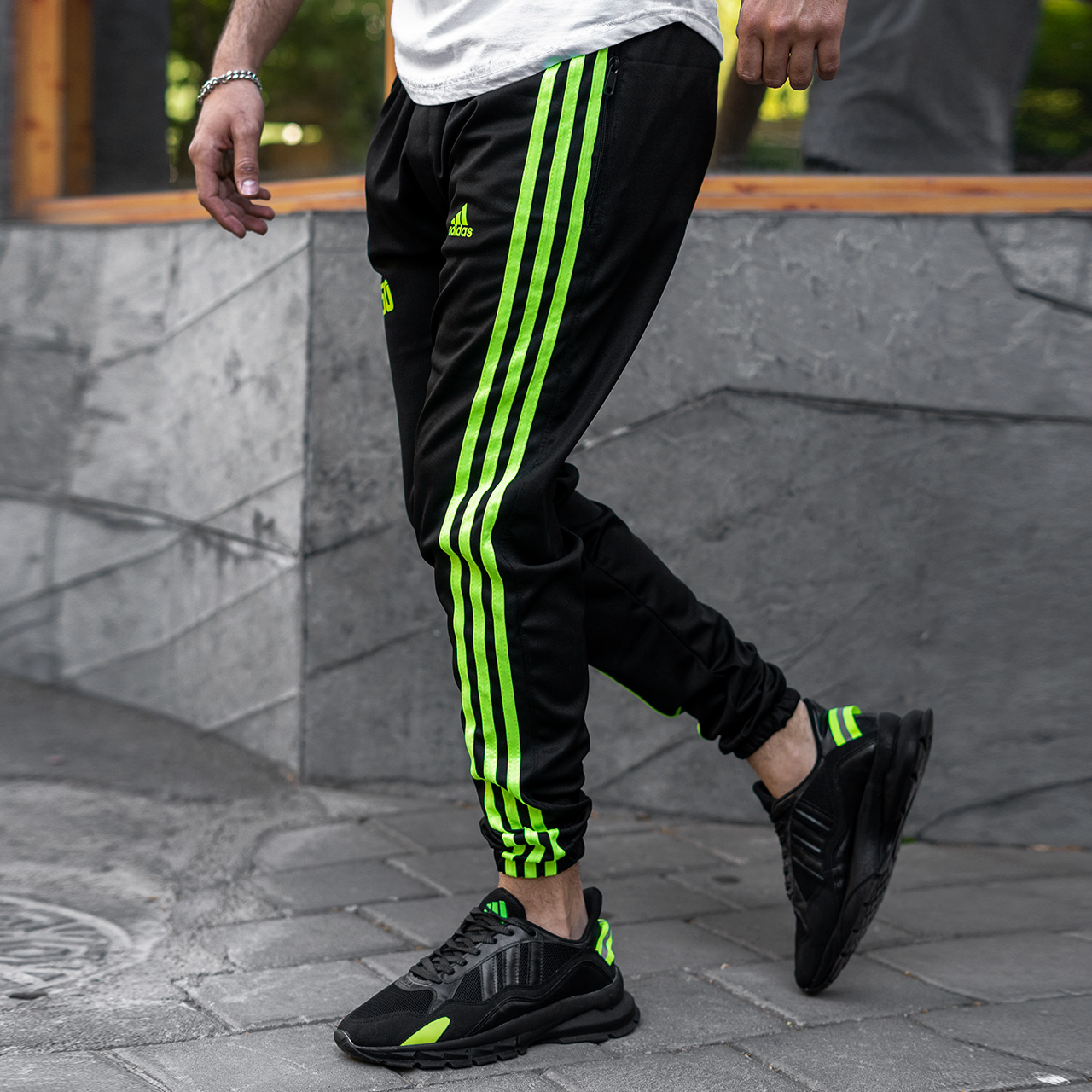 شلوار اسلش مردانه سه خط سبز مدل n50