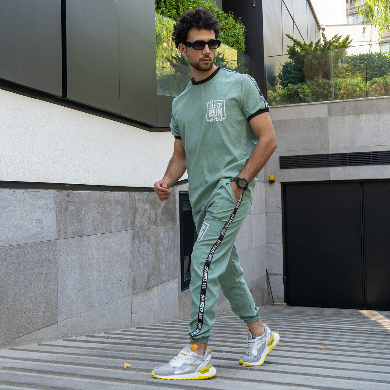 ست تیشرت شلوار مردانه سبز مدل Yamo