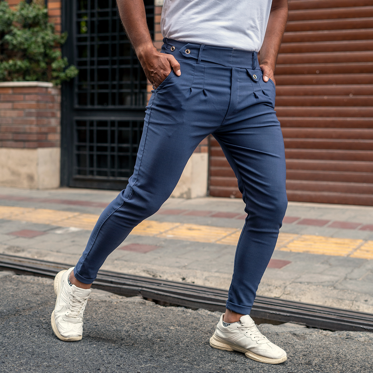 شلوار مردانه سرمه ای مدل Aflak