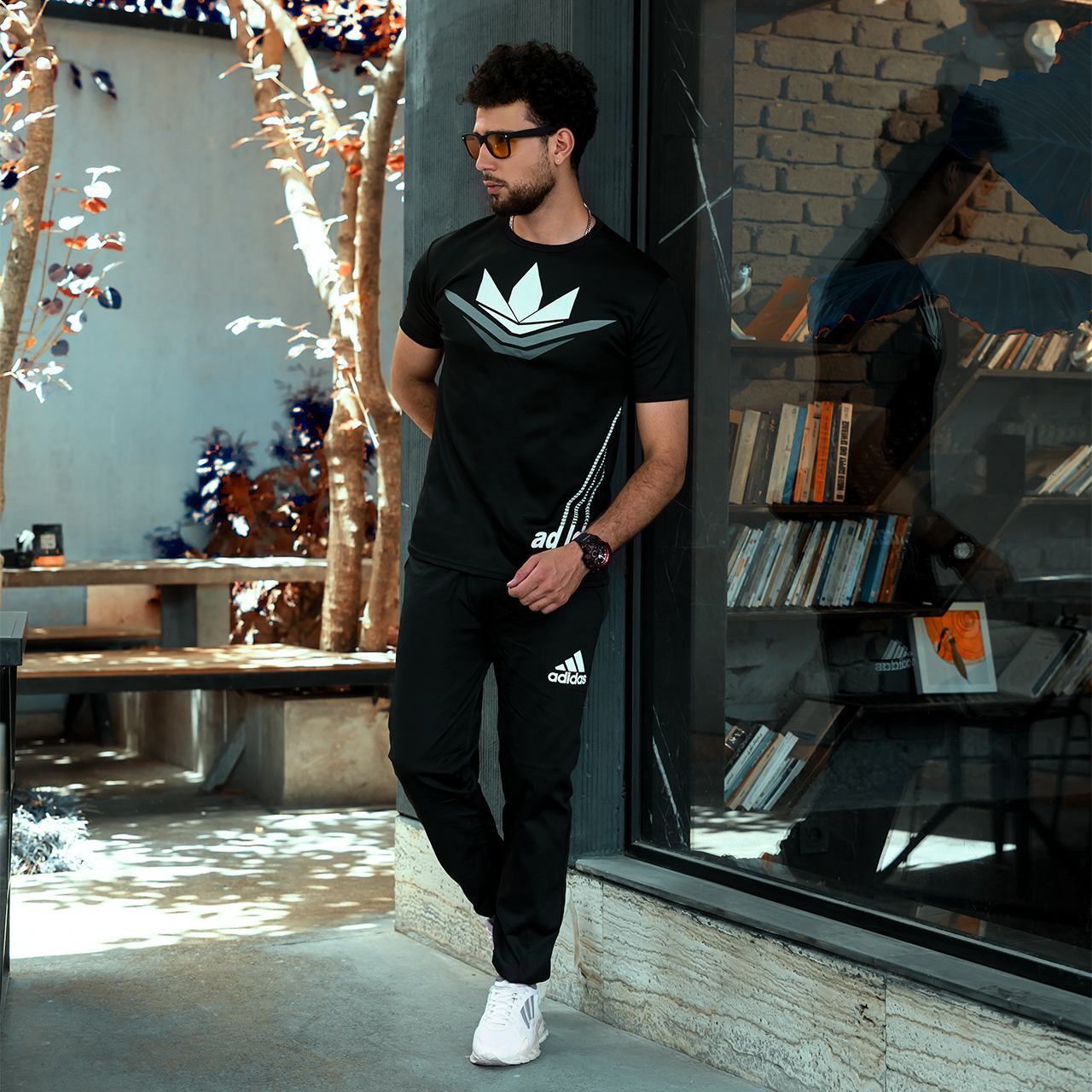 ست تیشرت شلوار آدیداس مشکی مدل Diamond