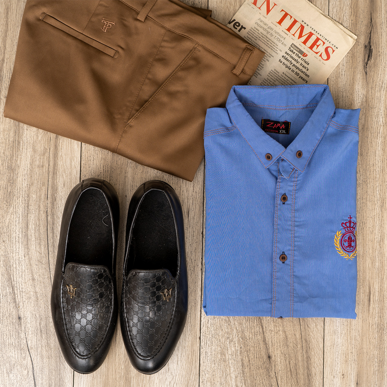 پیراهن مردانه آبی روشن مدل gabi