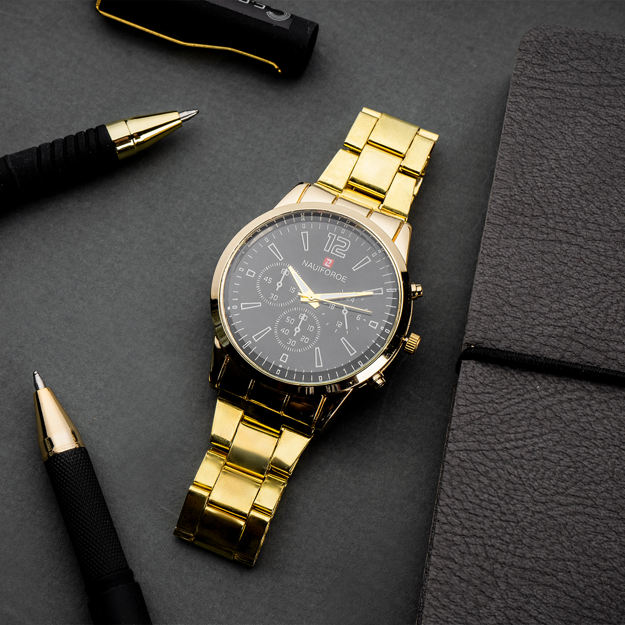 ساعت مچی مردانه Nauiforoe طلایی مدل U28