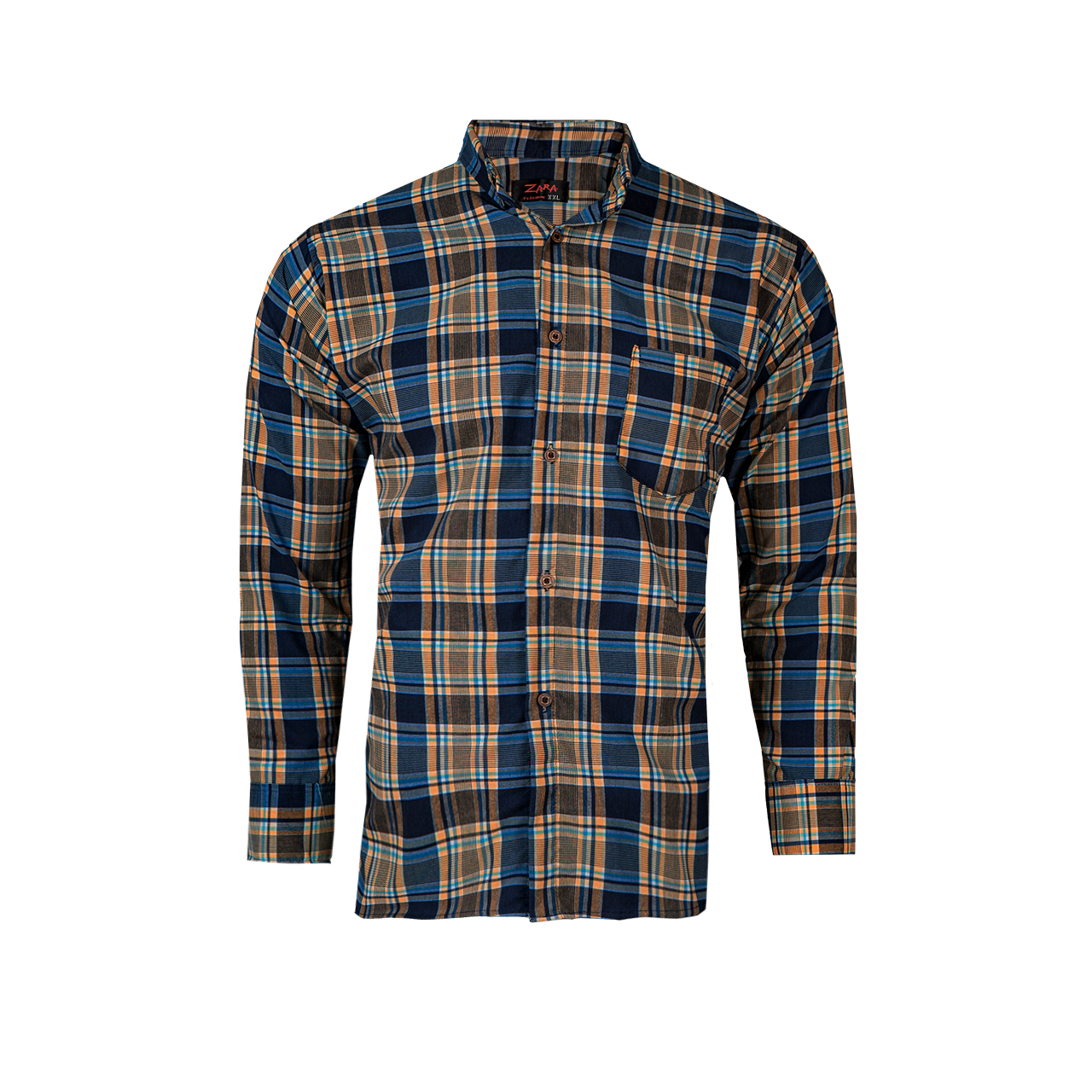 پیراهن چهارخونه مردانه آبی زرد مدل B14