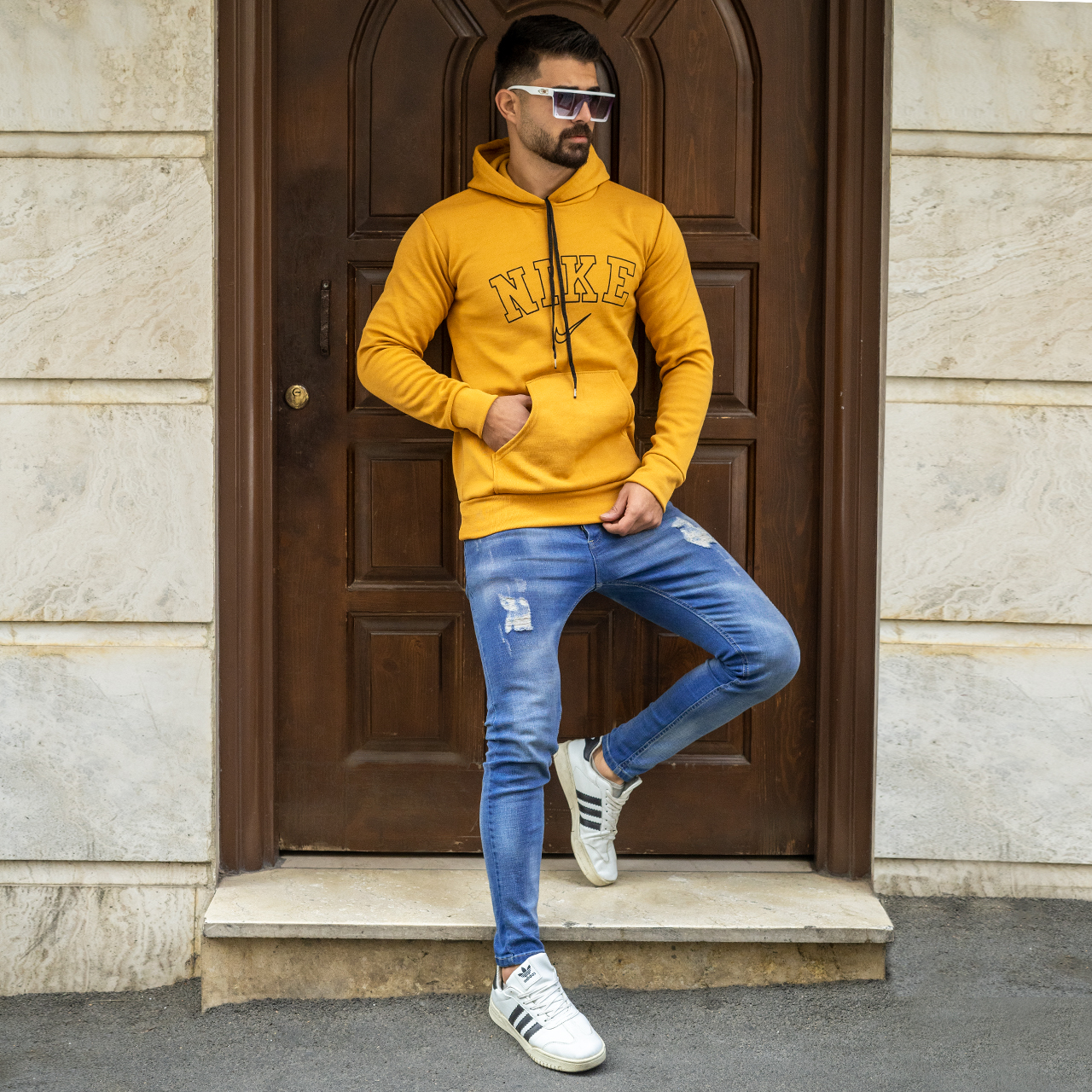 هودی مردانه نایک زرد مدل TEMPA