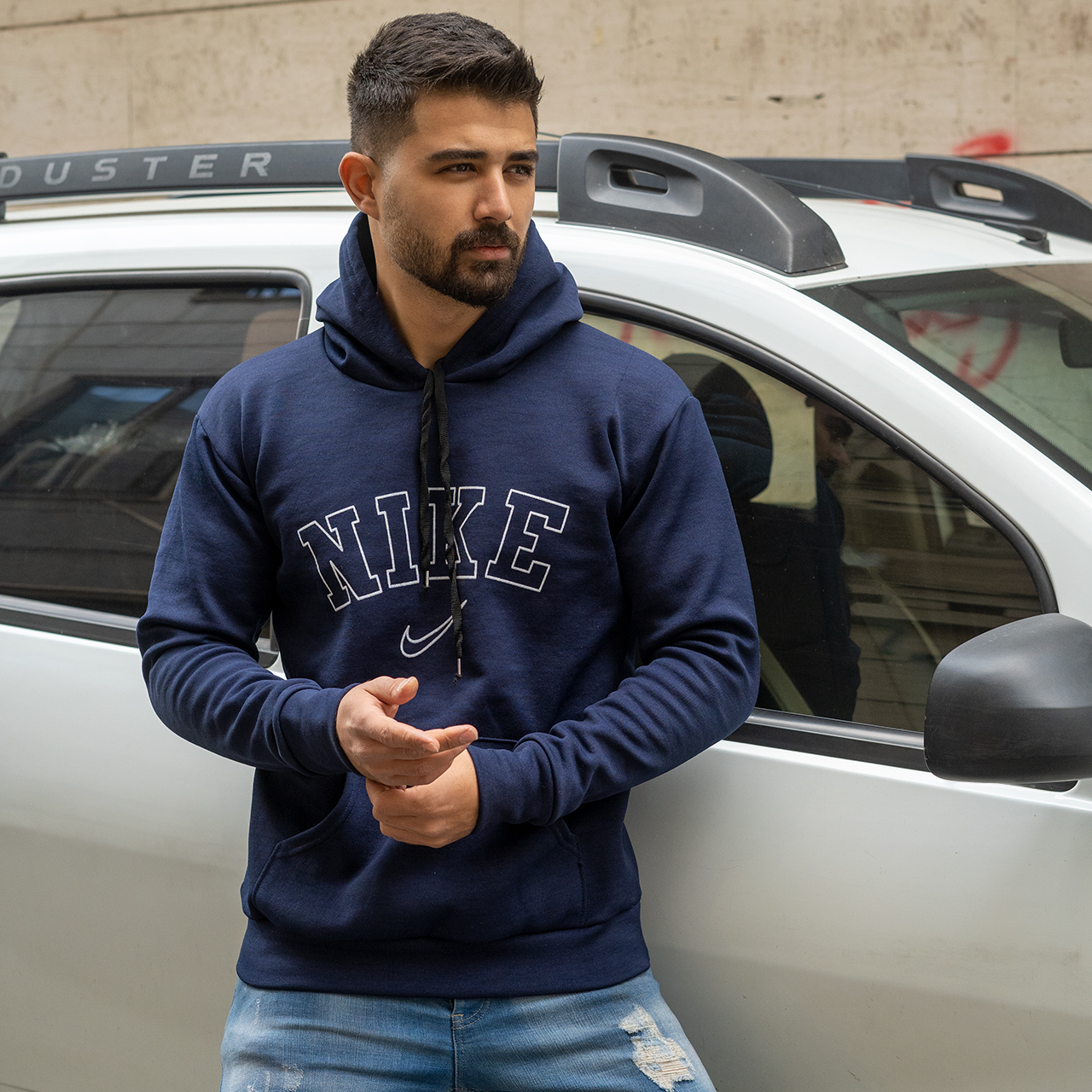 هودی مردانه نایک سرمه ای مدل TEMPA