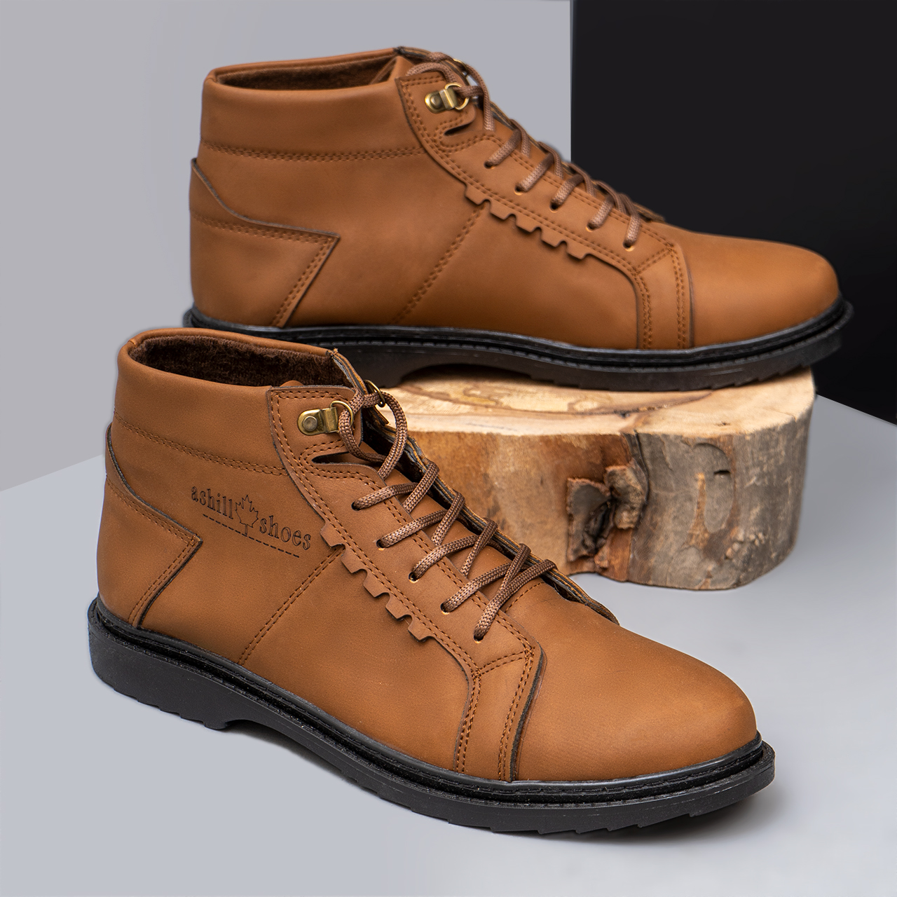 نیم بوت مردانه نسکافه ای مدل Ashil