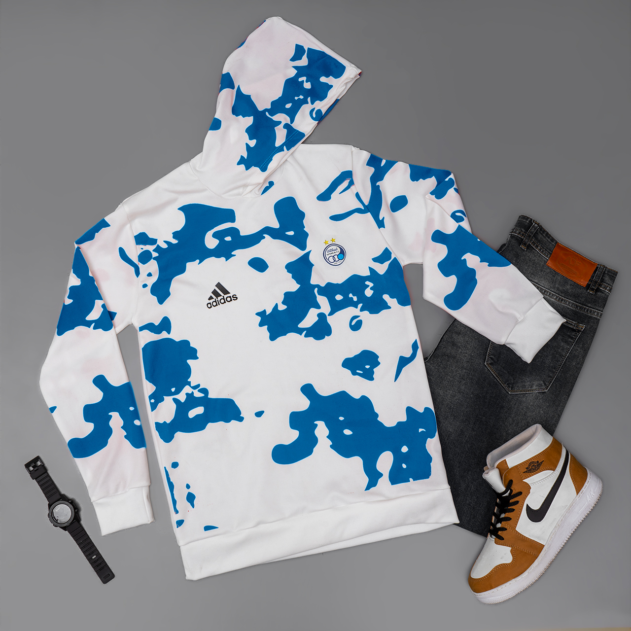 هودی استقلال طرح پلنگی سفید مردانه مدلW29