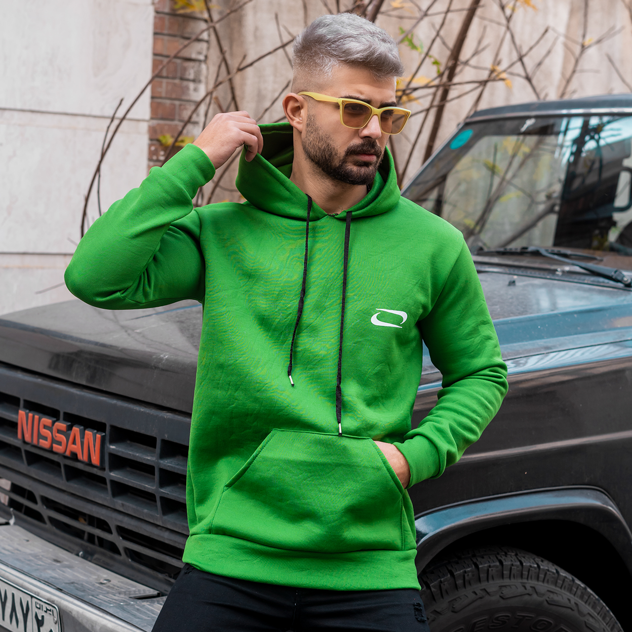 هودی مردانه نایک سبز مدل Zanko