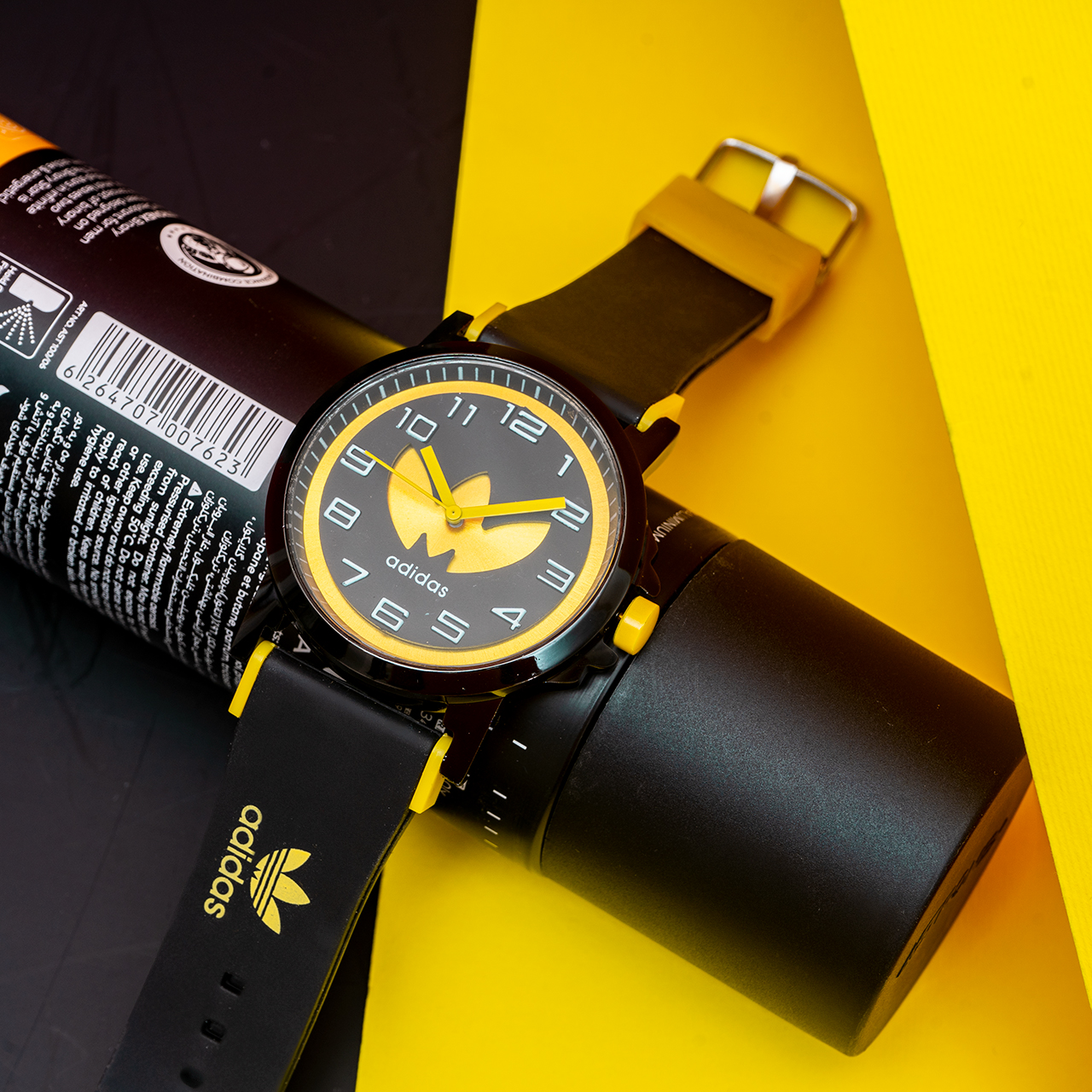 ساعت مچی آدیداس مشکی زرد مدل E51