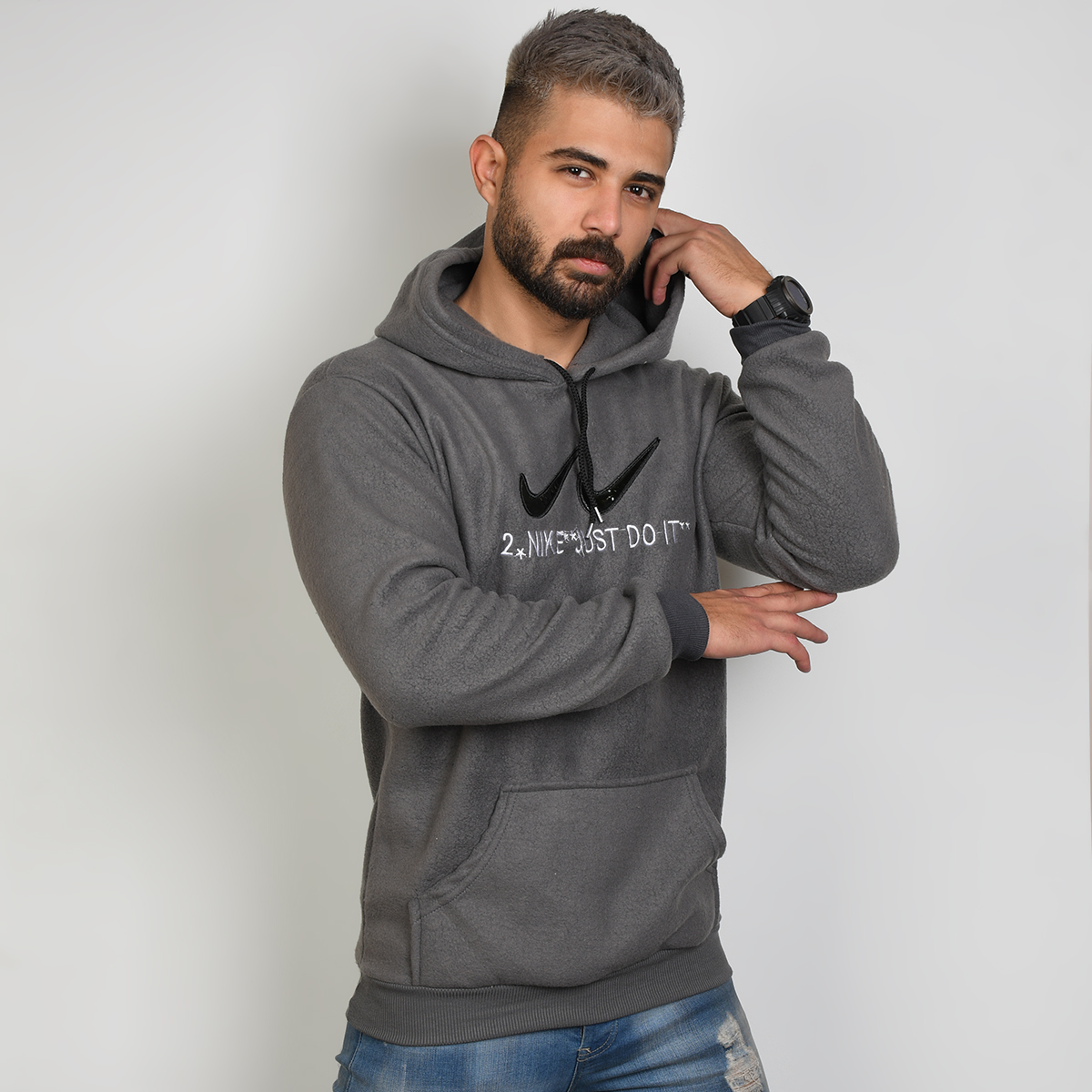 هودی مردانه طوسی 2Nike مدل kavalo