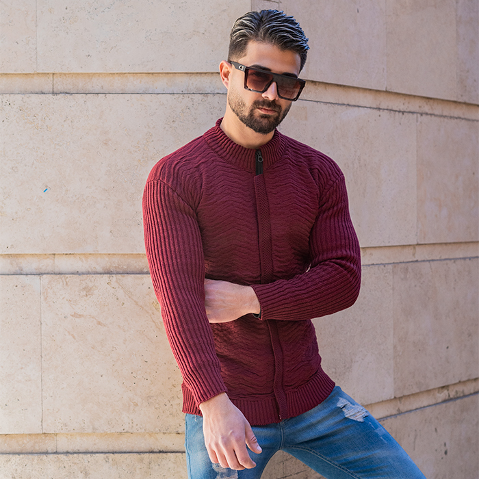 سوییشرت بافت قرمز مردانه مدل EHAM