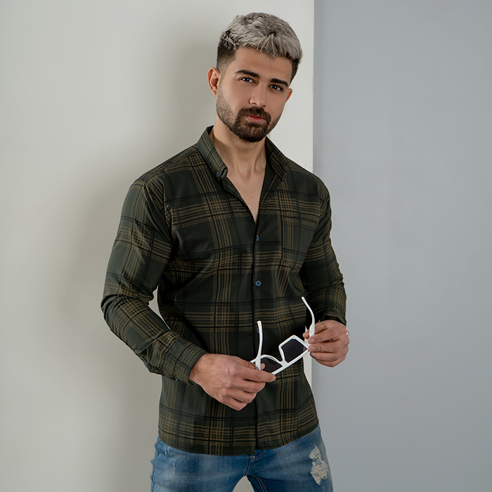 پیراهن چهارخونه سبزمدل Ribar