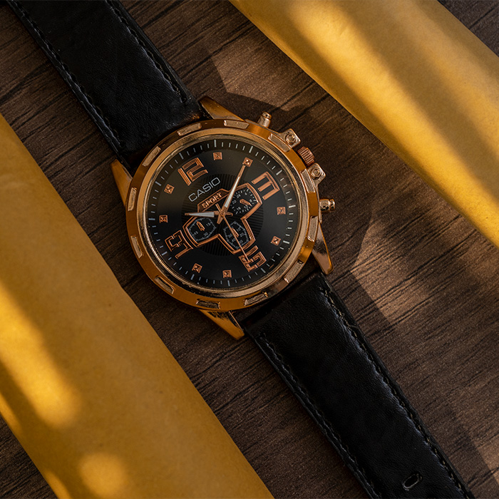 ساعت مچی Casio مشکی طلایی مدل E305