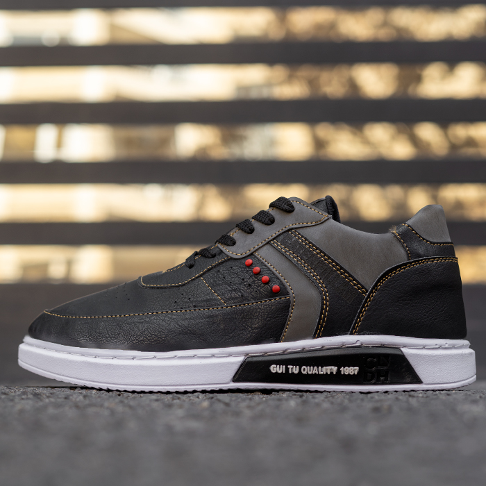 کفش تخت مشکی طوسی مردانه مدل Guitu