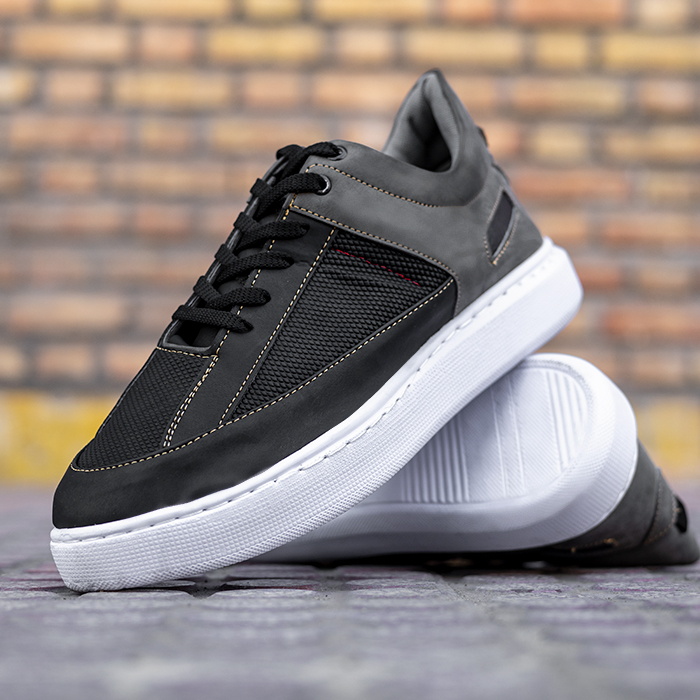 کفش تخت مردانه طوسی مشکی مدل Salin